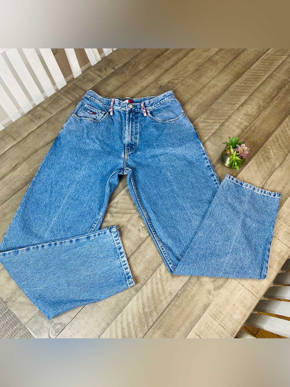 VTG 90s Tommy Hilfiger Wide Leg Jeans Medium Wash Baggy Skater Women’s Size 32
